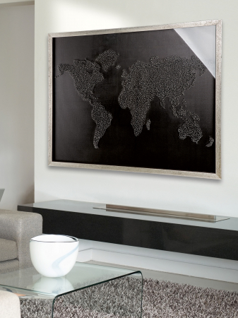 Tablouri - Tablou World, Sticla/MDF, Alb/Negru, 100x80x4.5 cm
