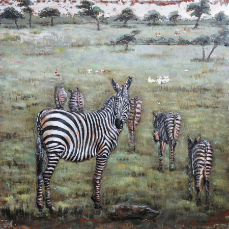 DECORATIUNI - Tablou zebre, metalic