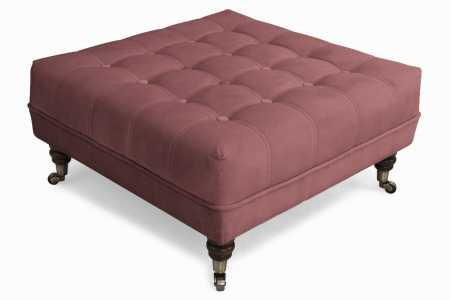 Taburet  Chesterfield, Roz inchis, 70x32x70 cm