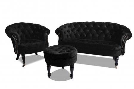Taburet Filip chesterfield, negru, 50x48 cm [1]