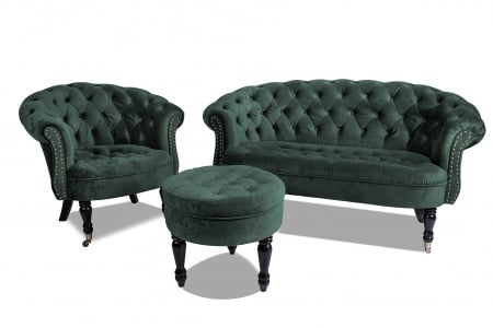 Taburet Filip chesterfield, verde, 50x48 cm [1]