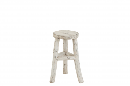 Taburet Ibiza, Lemn, Alb, 26x26x50 cm [2]