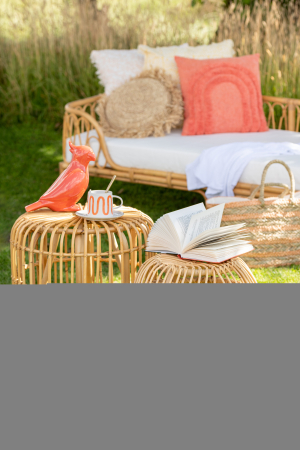 SALE % - Taburet ratan, Fibre naturale, Natural, 44x44x41