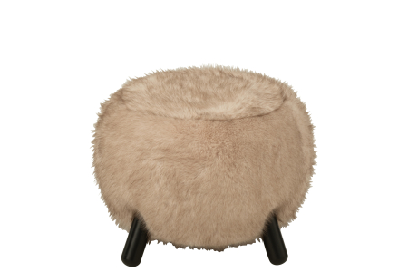 Taburet Teddy, picioare din lemn, culoare taupe, lemn [1]