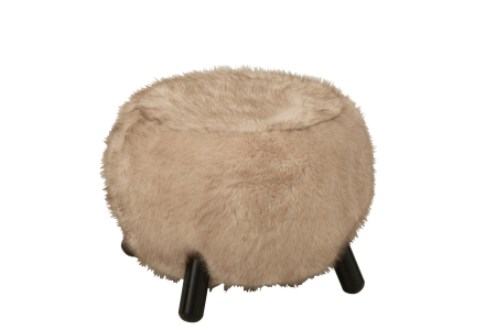 LIVING - Taburet Teddy, picioare din lemn, culoare taupe, lemn