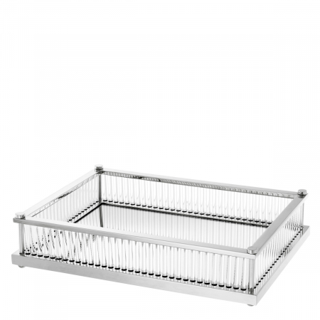 DINING - Tavă Cora dreptunghiulara, finisaj nichel, Dims: L. 28.5 | W. 39.5 | H. 9  (CM)