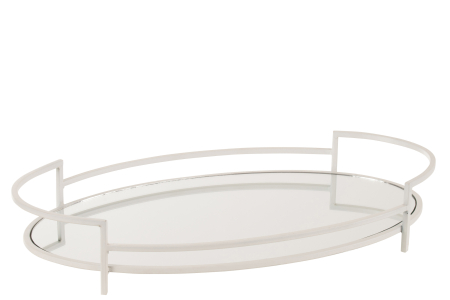 Accesorii - Tava cu oglinda, Metal, Alb, 49.5x28.5x8.5