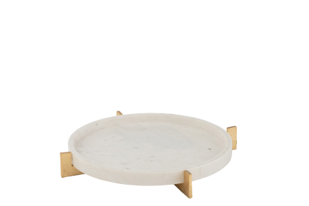 Tavă de marmură, bază metalică, gri/șampanie [1]