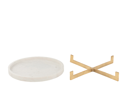 Tavă de marmură, bază metalică, gri/șampanie [3]