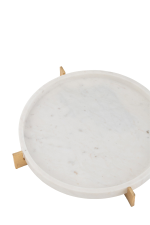 Tavă de marmură, bază metalică, gri/șampanie [2]