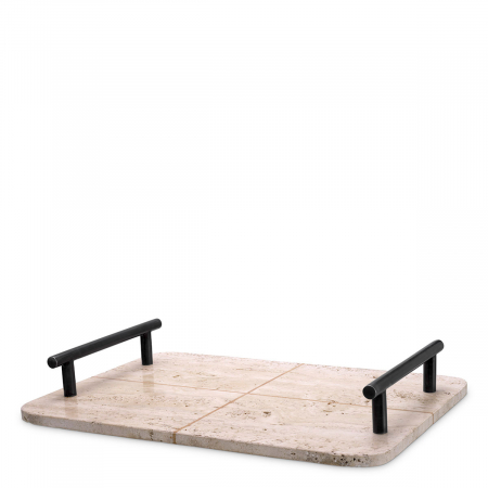 SALE % - Tavă Ugo travertin, finisaj bronz, Dims: L. 34 | W. 48 | H. 8  (CM)