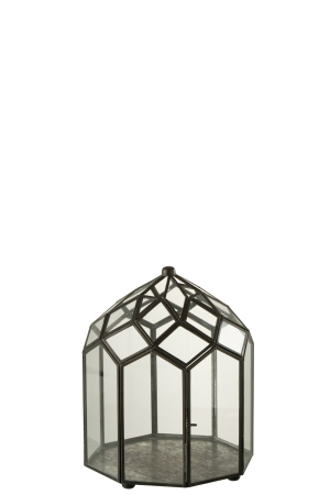 Ghivece si suporturi de flori - Terarium, Sticla, Negru, 23x23x30 cm