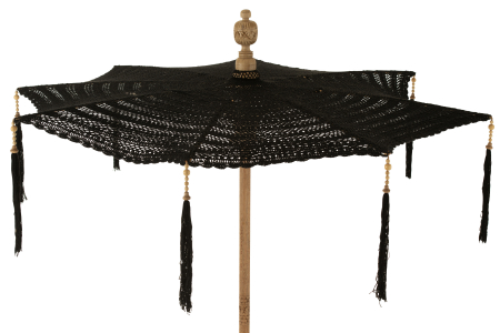 Umbrela decorativa, Textil, Negru, 140x140x253 [2]