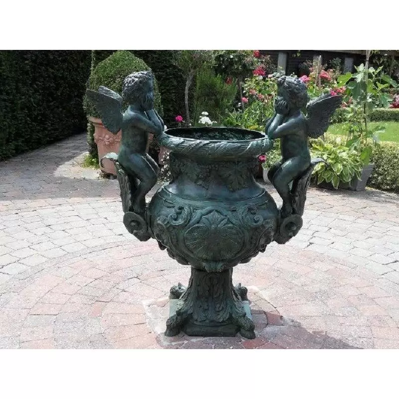 Statui - Vaza cu 2 ingeri, Bronz, 107 X 49 X 61 cm