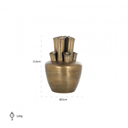 Vaza  Roisee, Aluminiu, Auriu, 31.5x22x22 cm [2]