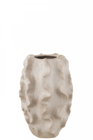 SALE % - Vază, Abstract Waves Argilă Bej S, L 25.5| W 25.5| H 37.5 cm