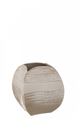 SALE % - Vază, Abstractă Pătrată Argilă Bej M, L 23| W 22.5| H 26.5 cm