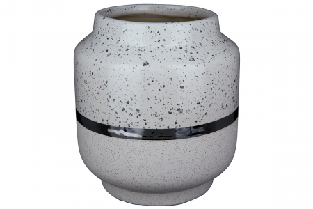 Vaza Algarve, Ceramica, Alb/Argintiu, 15x16x15 cm [1]