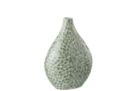 SALE % - Vaza Alpha Pearl, Bambus, Albastru, 28x16.5x42 cm