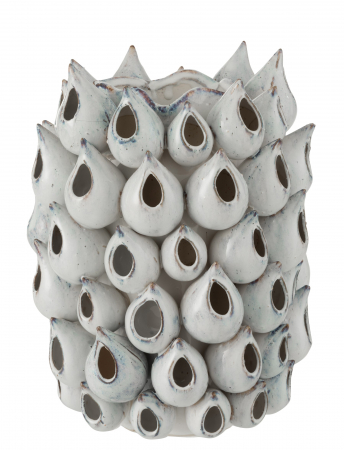 VAZE SI GHIVECE - Vaza Anemone, Ceramica, Alb/Albastru, 22x22x32 cm