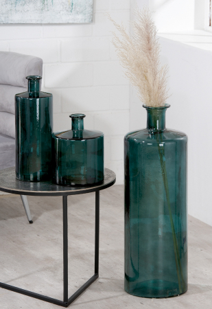 SALE % - Vaza Arturo, Sticla, Albastru petrol, 26x21 cm