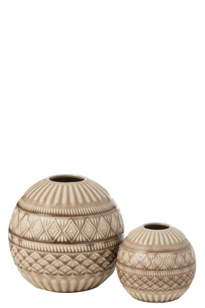 Vază, Ball Etnic Porțelan, Bej M, L 19| W 19| H 17 cm [1]