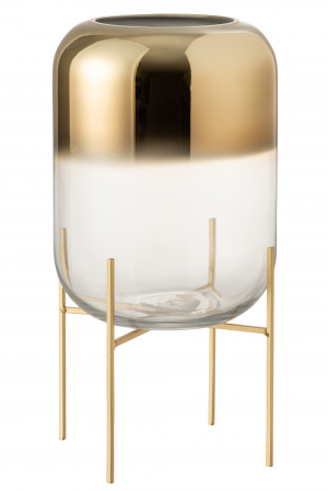 SALE % - Vaza Oceanne, Sticla/Metal, Auriu, 25x25x36 cm