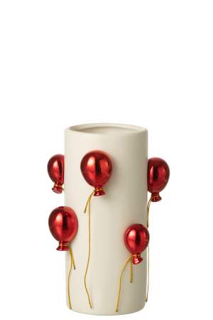 Vaza balon, Cera, alba/rosie, Craciun, S [1]