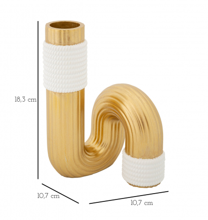 Vaza Bann, Poliester, Auriu/Alb, 18.3x10.7x10.7 cm [4]