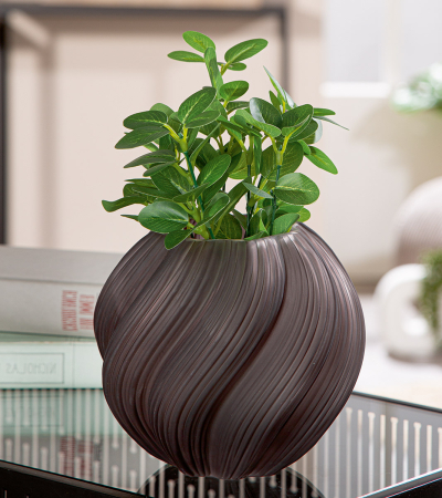 VAZE SI GHIVECE - Vaza, "Belly", Sticla, maro inchis, PU 3, L. 18 cm, l. 18 cm, H 16 cm