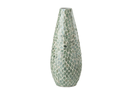 SALE % - Vaza Beta Pearl, Bambus, Albastru, 17x17x47 cm