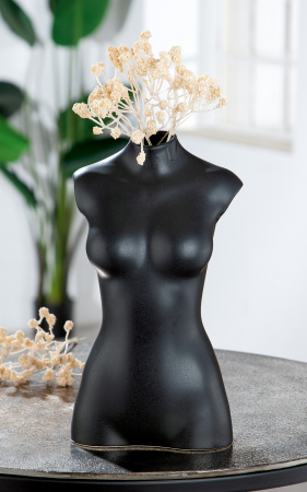 SALE % - Vaza Black Lady, Ceramica, Negru, 14x25x10.5 cm