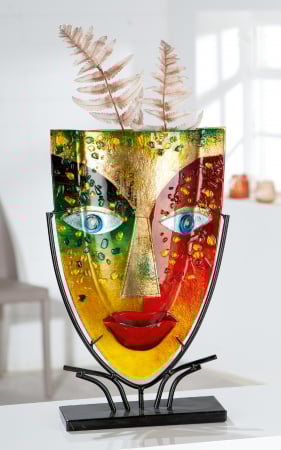 SALE % - Vaza Blue Eye, Sticla, Multicolor, 30x47x10 cm