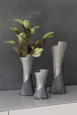 SALE % - Vaza, BRIDGETOWN, Ceramica, Nuante de gri, 1X13.5X39 cm