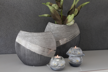 Vaze si boluri - Vaza, BRIDGETOWN, Ceramica, Nuante de gri, 7X25X21 cm