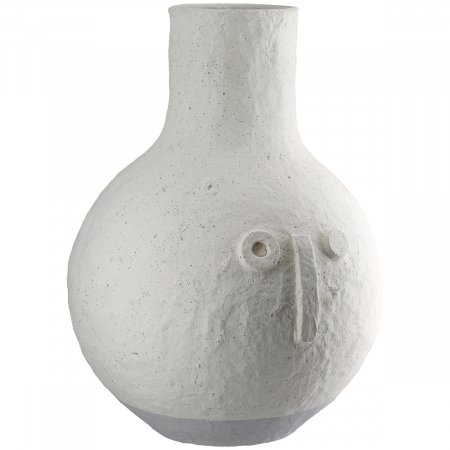 Vază, bulboasă, motiv fețe, pătată, bumbac, crem, PU 1, H 31 cm, D 25 cm [1]