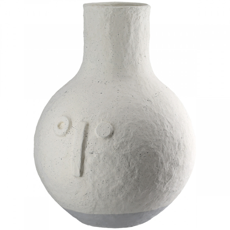 Vază, bulboasă, motiv fețe, pătată, bumbac, crem, PU 1, H 31 cm, D 25 cm SALE % - Vază, bulboasă, motiv fețe, pătată, bumbac, crem, PU 1, H 31 cm, D 25 cm