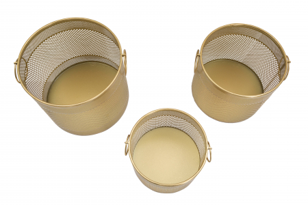 Set 3 ghivece Cage Tris, Fier, Auriu, 34/28/22x40/35/30x40/35/30 cm [3]