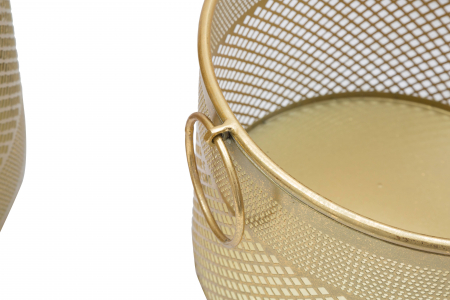 Set 3 ghivece Cage Tris, Fier, Auriu, 34/28/22x40/35/30x40/35/30 cm [4]