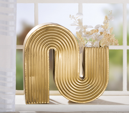 SALE % - Vaza Cancun, metal, auriu, 45x42.5x12 cm