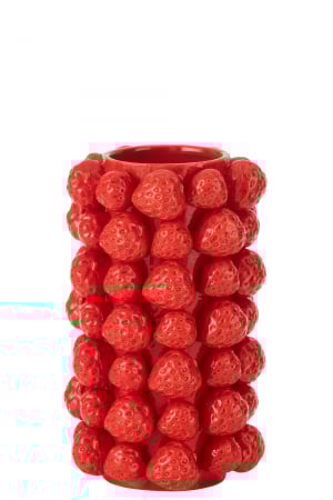 IN STOC - Vază, Capşuni, ceramică, roşu, L 15| W 15| H 26.5 cm