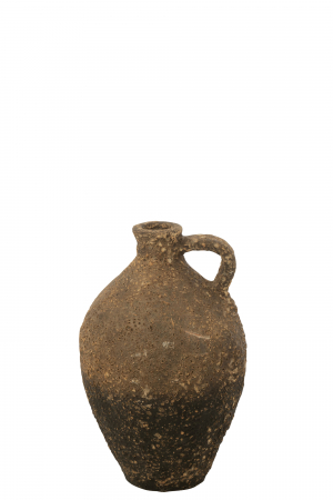 SALE % - Vază/ Carafa, Antique, Argila/Cement Maro/Negru, L 26| W 26| H 43 cm
