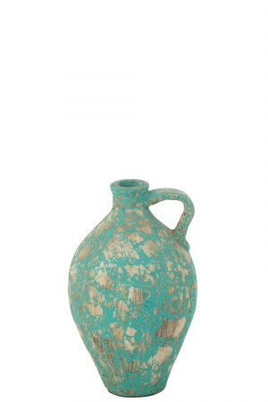 SALE % - Vază/ Carafa, Antique, Argila/Ciment Azur, L 26| W 26| H 43 cm