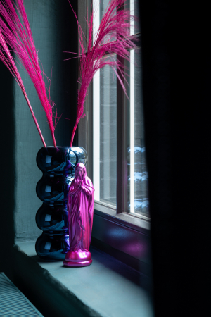 Vază, Caterpillar Sticlă, Albastra, L 13.5| W 13.5| H 30 cm [1]