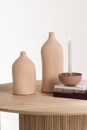 SALE % - Vaza, Ceramica, Bej, 14x14x40