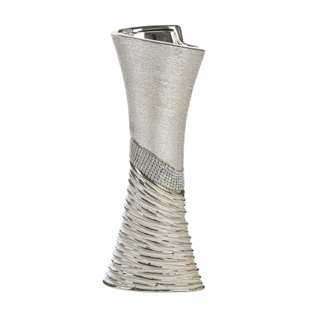 Vază, Ceramică, culoarea șampaniei, culoarea argintie, PU 2, L. 11 cm, l. 14 cm, H 39 cm VAZE SI GHIVECE - Vază, Ceramică, culoarea șampaniei, culoarea argintie, PU 2, L. 11 cm, l. 14 cm, H 39 cm