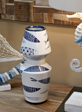 Vaza, ceramica, motiv peste dublu, ø 14x34 cm [5]