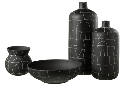 Vaza, Ceramica, Negru, 20x20x50 [2]