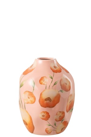 SALE % - Vaza, Ceramica, Roz, 16.5x16.5x21