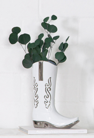SALE % - Vaza, Cizme, Czme de cowboy, Ceramica, alba, PU 2, L. 8 cm, L. 22 cm, H. 29,5 cm